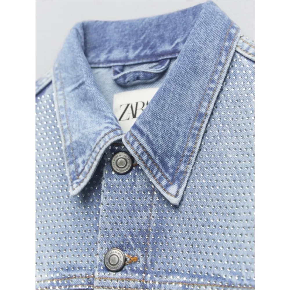 Zara rhinestone denim jacket NEW - Image 6