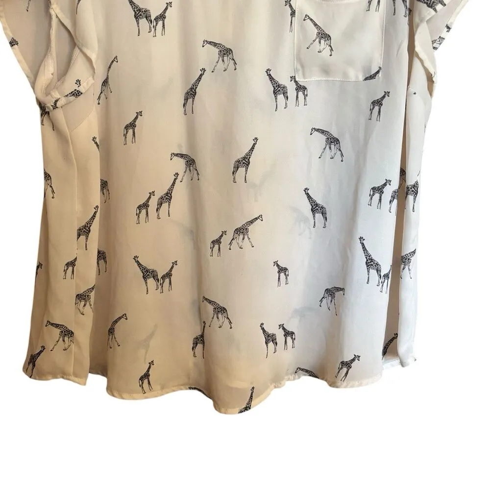 Torrid Giraffe Novelty Print Crepe Button Back Top Womens 2X Multicolor Blouse - Image 4