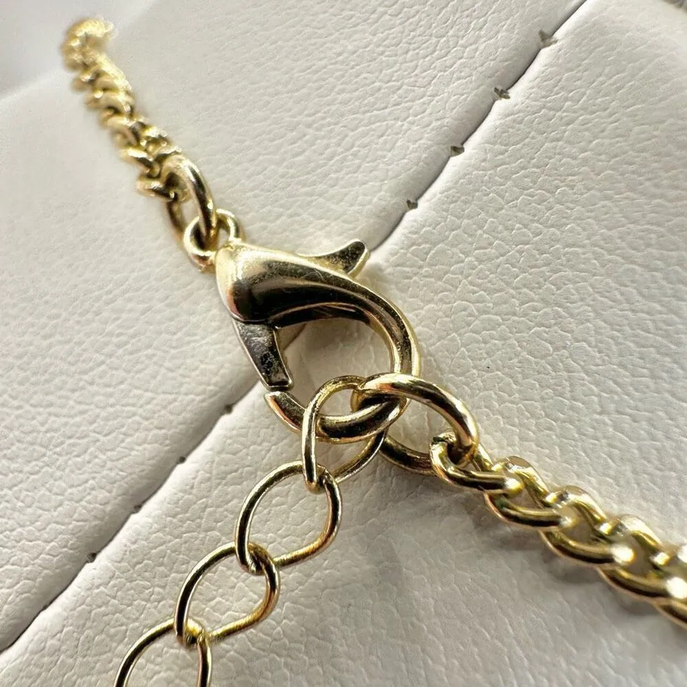 Rhinestone and faux pearl choker necklace Gold - Image 5