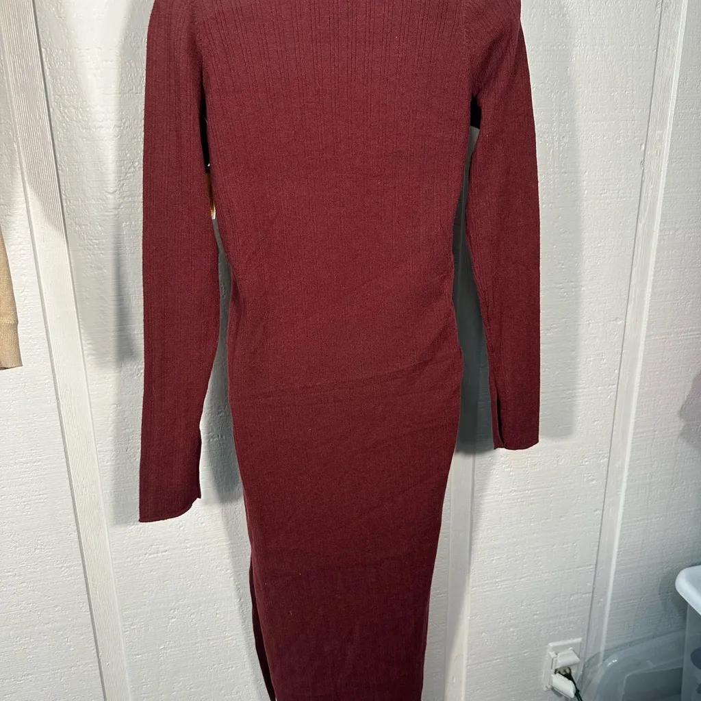 ASOS Knit Maroon Square Neckline Long Sleeve Sweater Dress Size 6 NWOT - Image 7