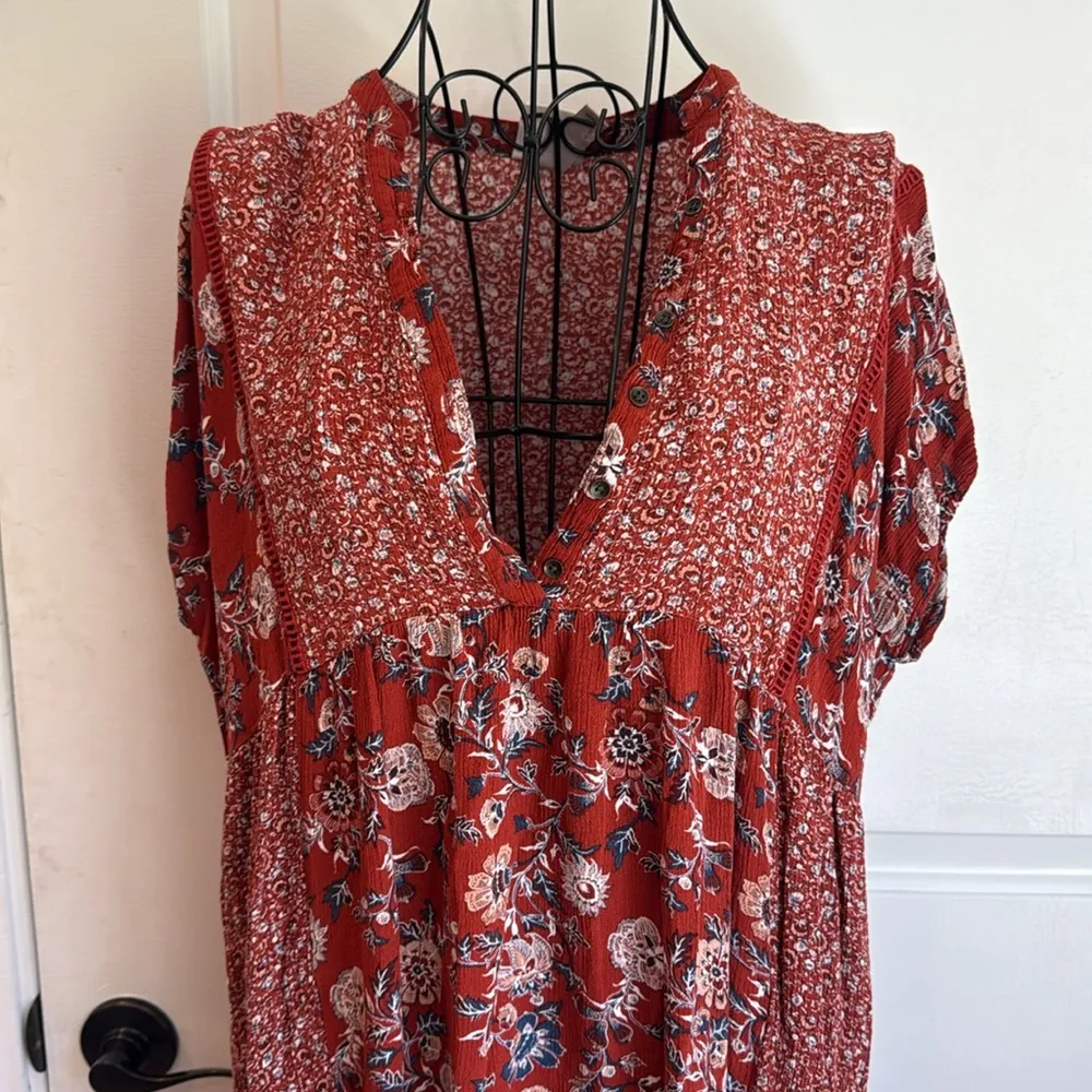 Knox Rose burnt orange floral BoHo pocket dress - Image 2