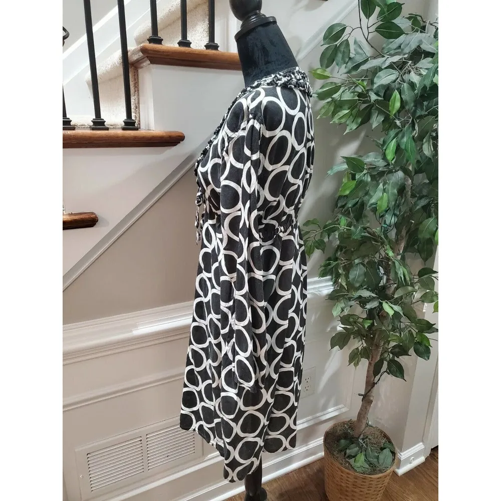 Mudpie Bag Lady Women's Black Linen V-Neck Long Sleeve Knee Length Dress Size M - Image 6