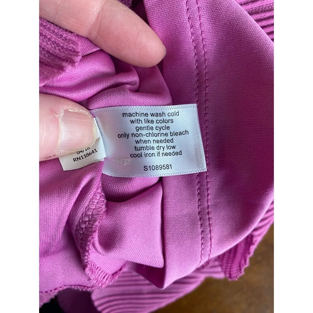 Lane Bryant Smocked Off The Shoulder Pink Ruffled Tiered Lace Pleated Top 22/24 - Image 7