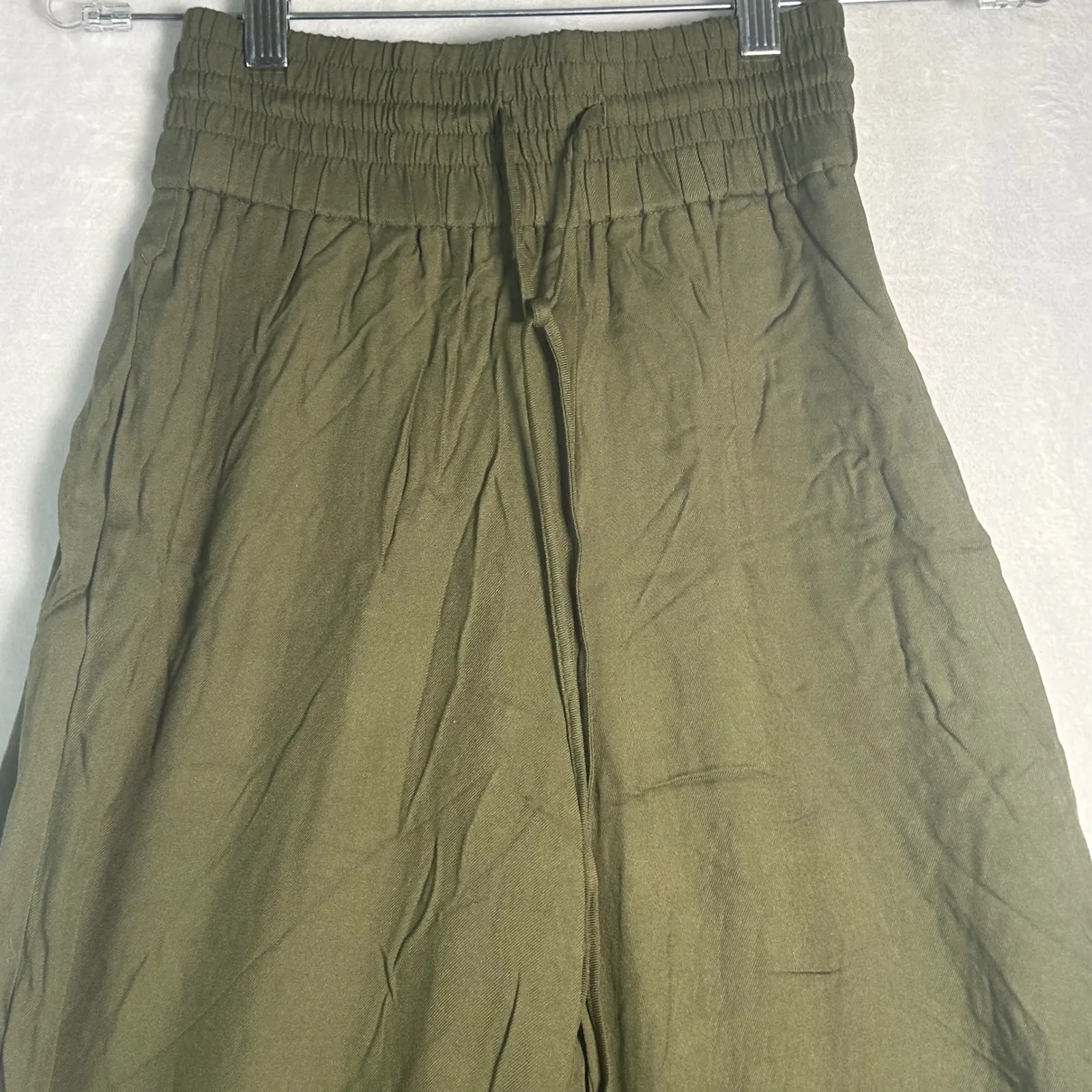 Melrose and Market Olive Green Wide Leg Pants Elastic Waist Drawstring XS - Image 9