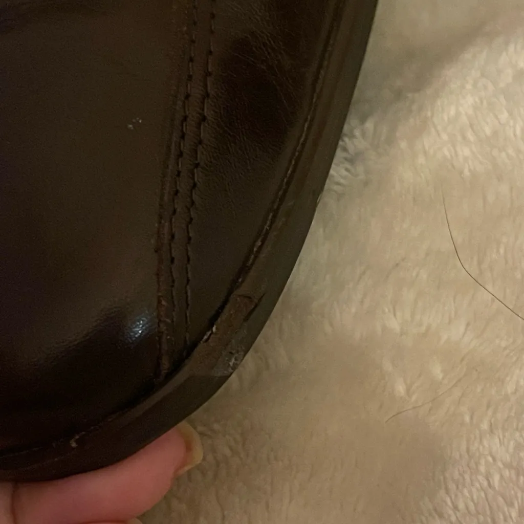 Vintage Brown Leather Square Toe Chunky Heel Ankle Booties Y2K 90s Size 8 - Image 6