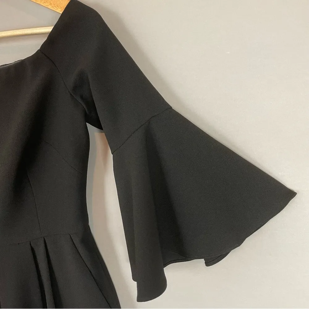 Eliza J Jumpsuit Bell 3/4 Sleeve Off-The Shoulders NO Belt Size 2 Black Dramatic - Image 10