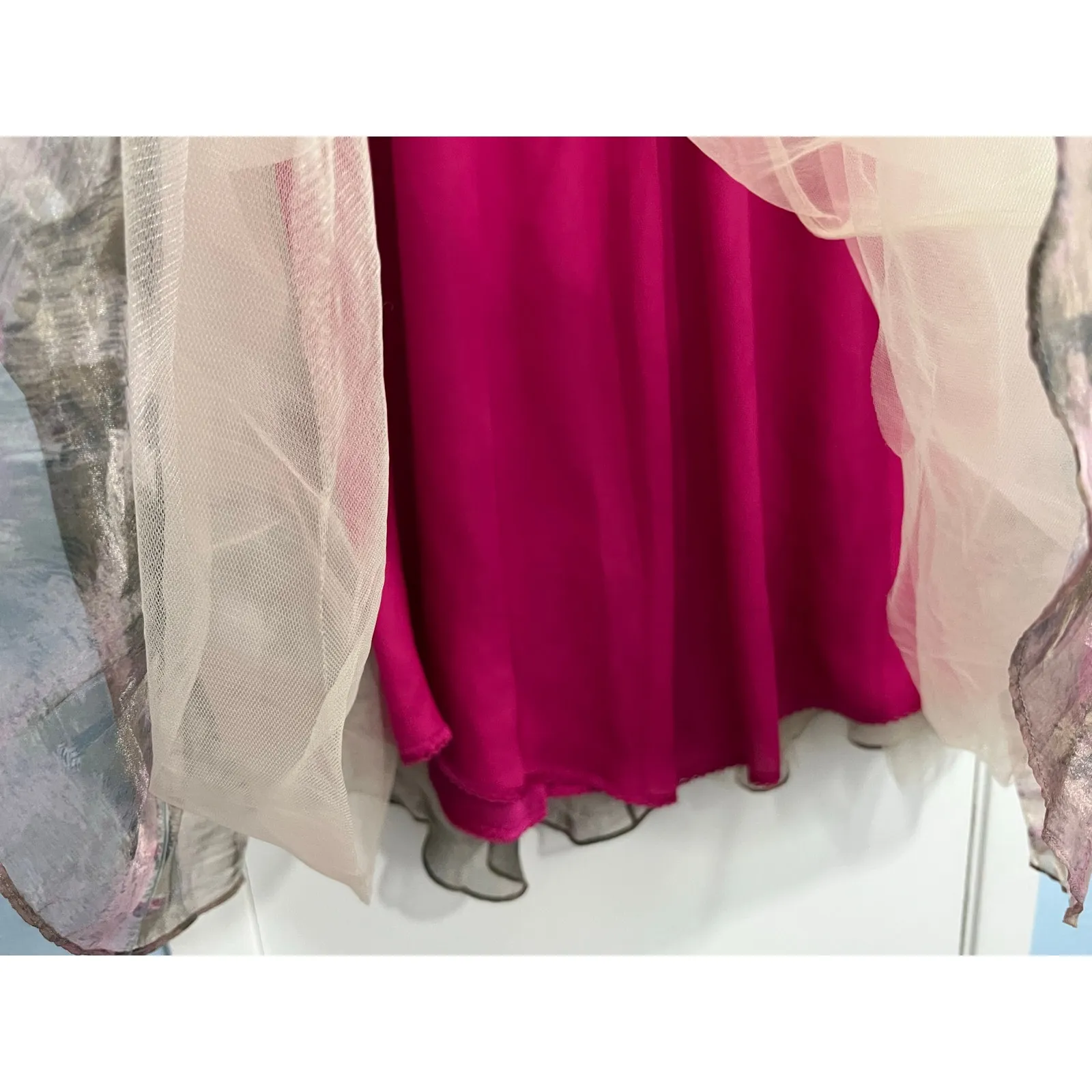 Moulinette Soeurs Skirt Size 12 Snowrose Train Pink Tulle Organza Soft Romantic - Image 8