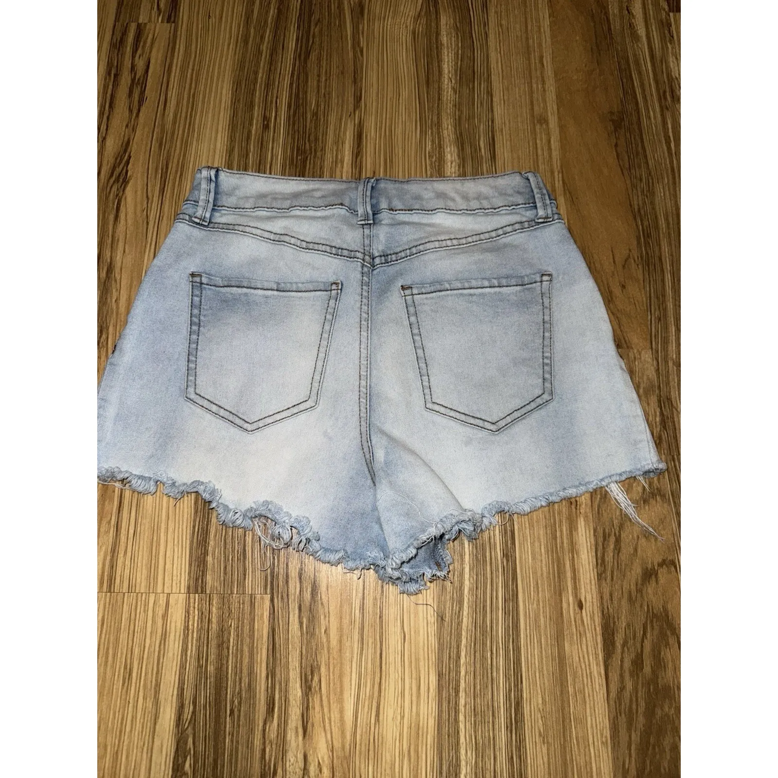 Rewash Womens Shorts‎ Size 7 28 Blue Denim Stretch High Rise Cheeky Hot Pants - Image 4