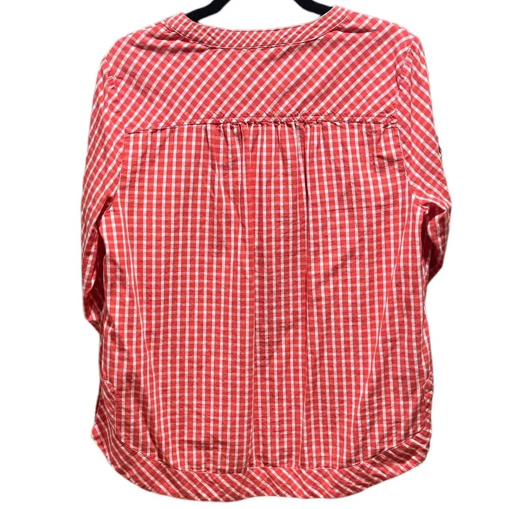 Crown & Ivy Coral Plaid Blouse - Image 3