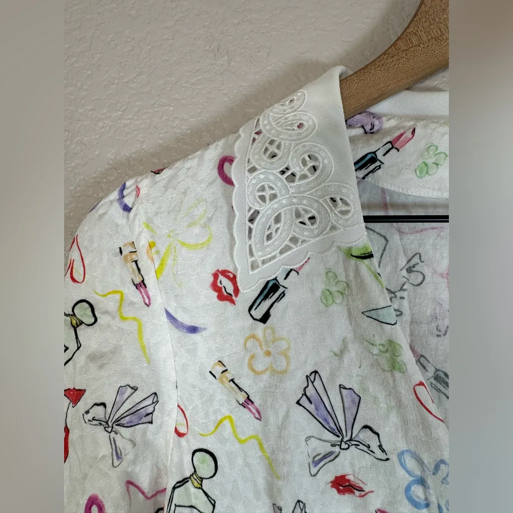 Maje Icake Printed Lace Collar Romper size 36 4 US - Image 7