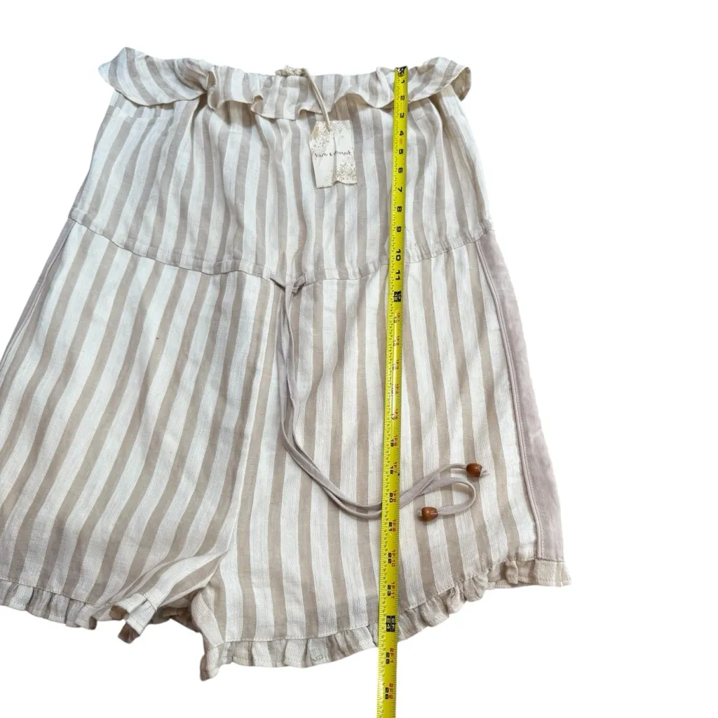 Hem & Thread Size L Strapless Ruffle Hem Romper Beige Tan Stripe Coastal Beach - Image 11