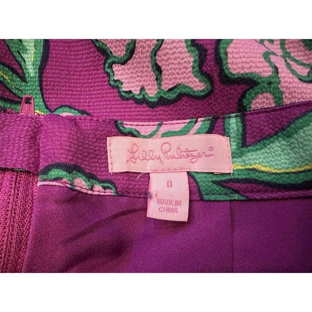 Lilly Pulitzer Clover Lined Floral Skirt Hollyhock Pocket Full of Posies Size 0 - Image 5
