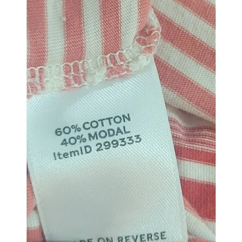 L.L.Bean Soft Signature Cotton/Modal Scoop Neck Striped Tee Sz L Red Size L - Image 4