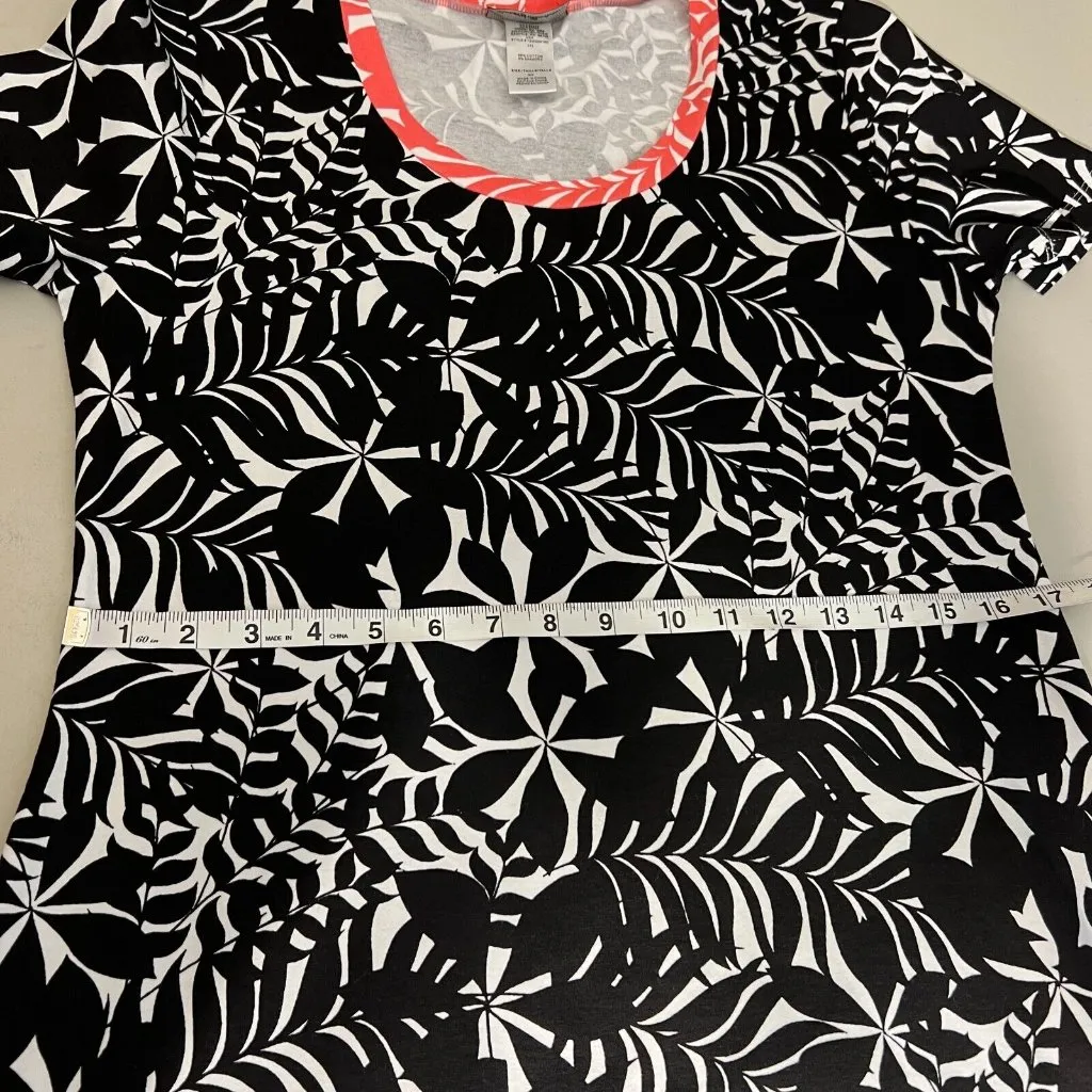 Tommy Bahama Dress Womens‎ Small Black White Palm Print Shift Short Sleeve Mini - Image 12