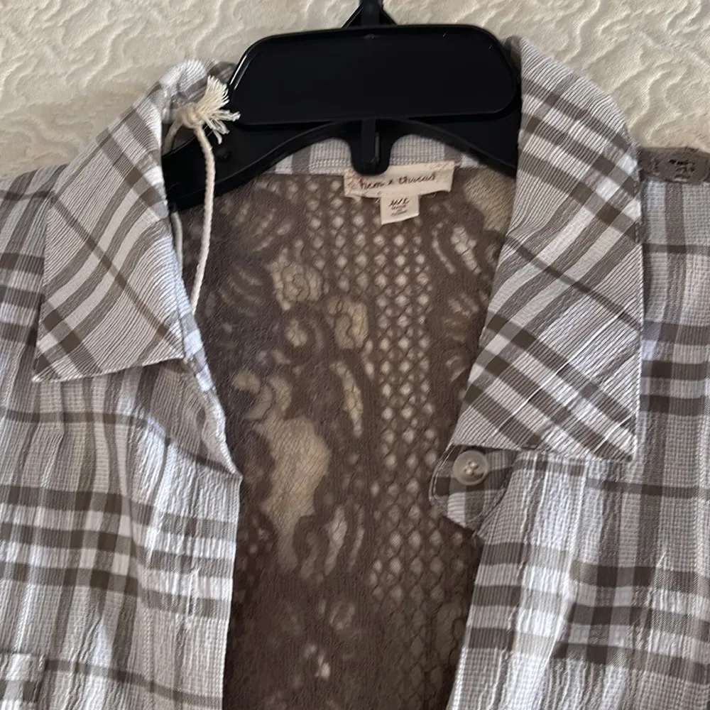 Hem & Thread Plaid and LACE Button Down Shirt Gauze - No ironing Fits up to XL - Image 2