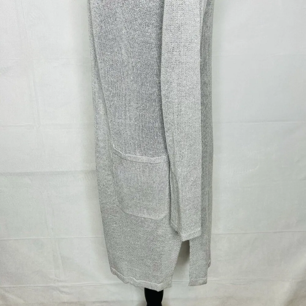 NWT J Jill Open Cardigan Sweater Womens Sz XS Gray/Silver Linen Blend Pockets - Image 6