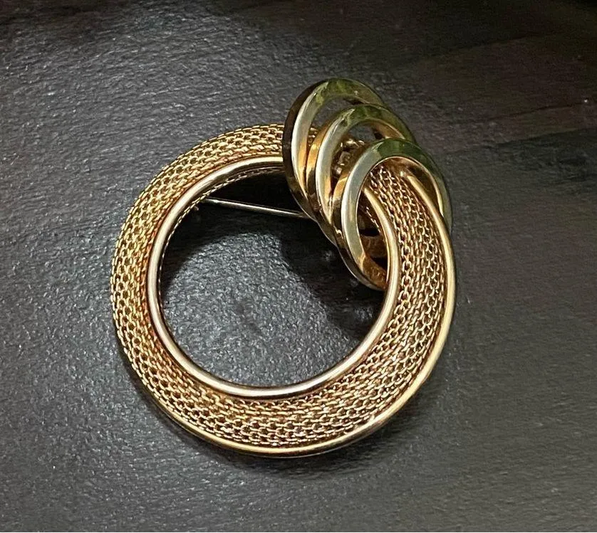 Vintage KRAMER of New York Signed Mesh Gold - Image 9