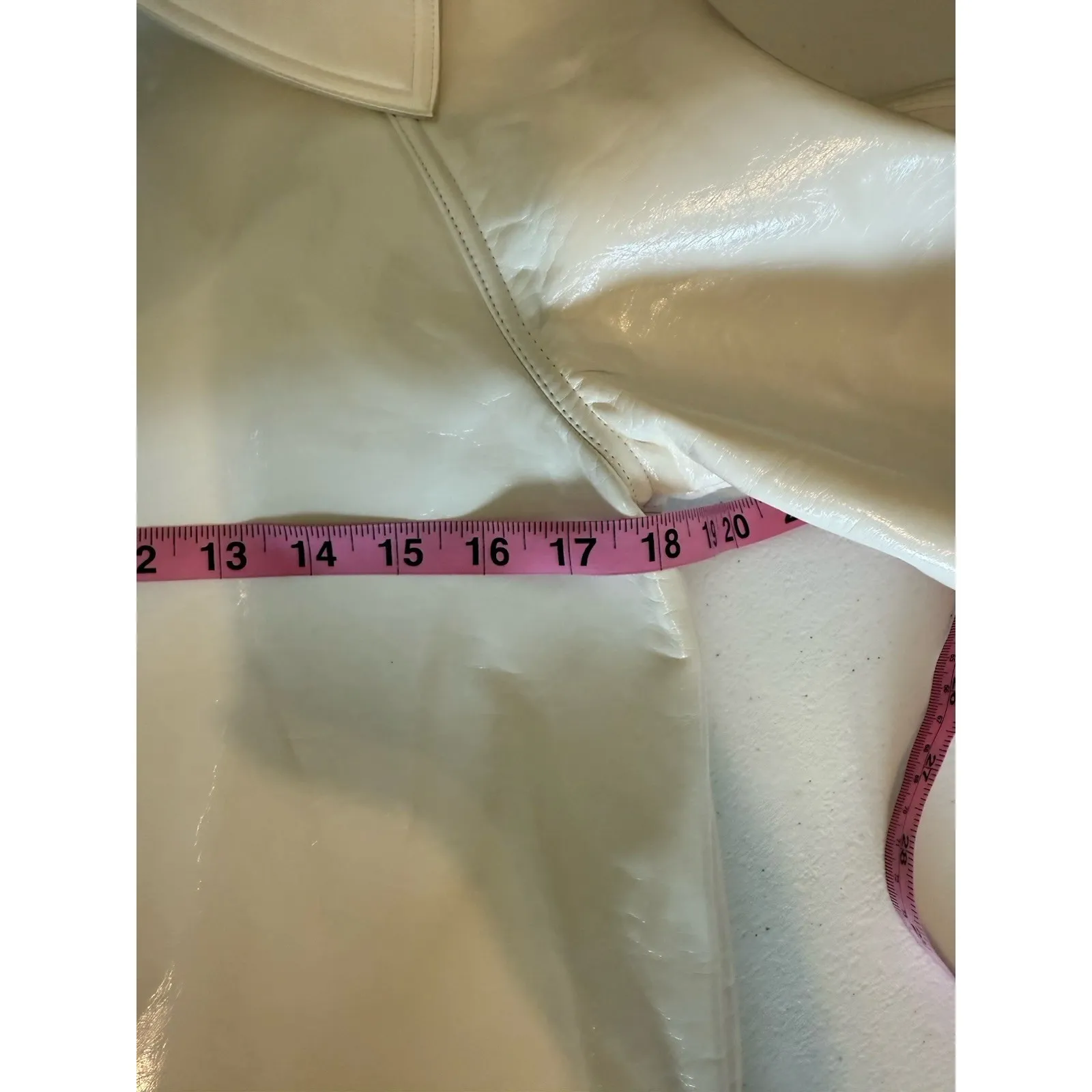 Topshop‎ Vinyl Trench Coat White Size 2 Button Up Long Sleeve Sleek Goth Punk - Image 13