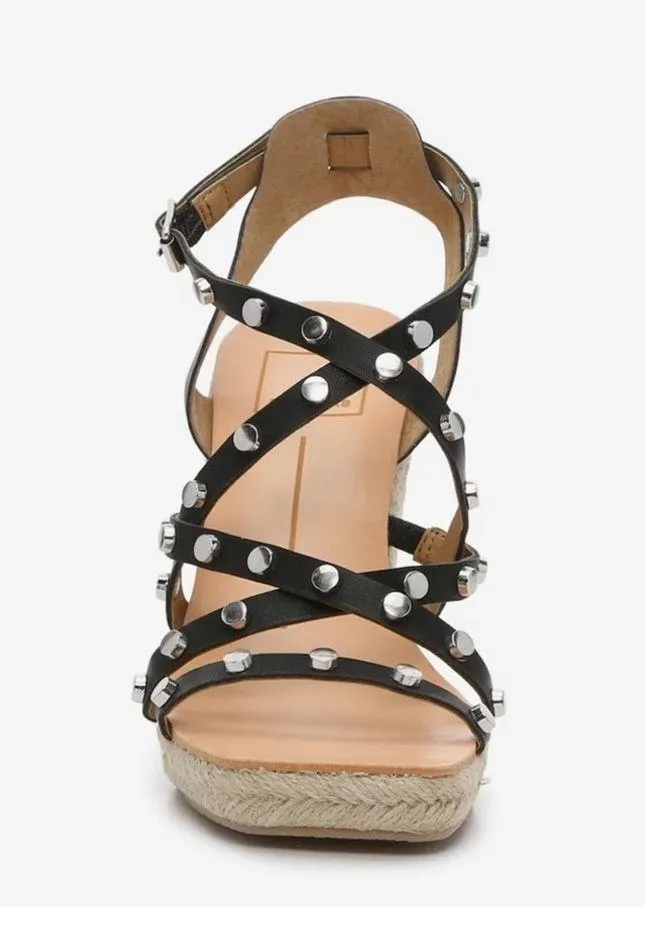 NEW Dolce Vita Maxon Espadrille Wedge Sandal Black Studded Womens Size 9.5 - Image 2