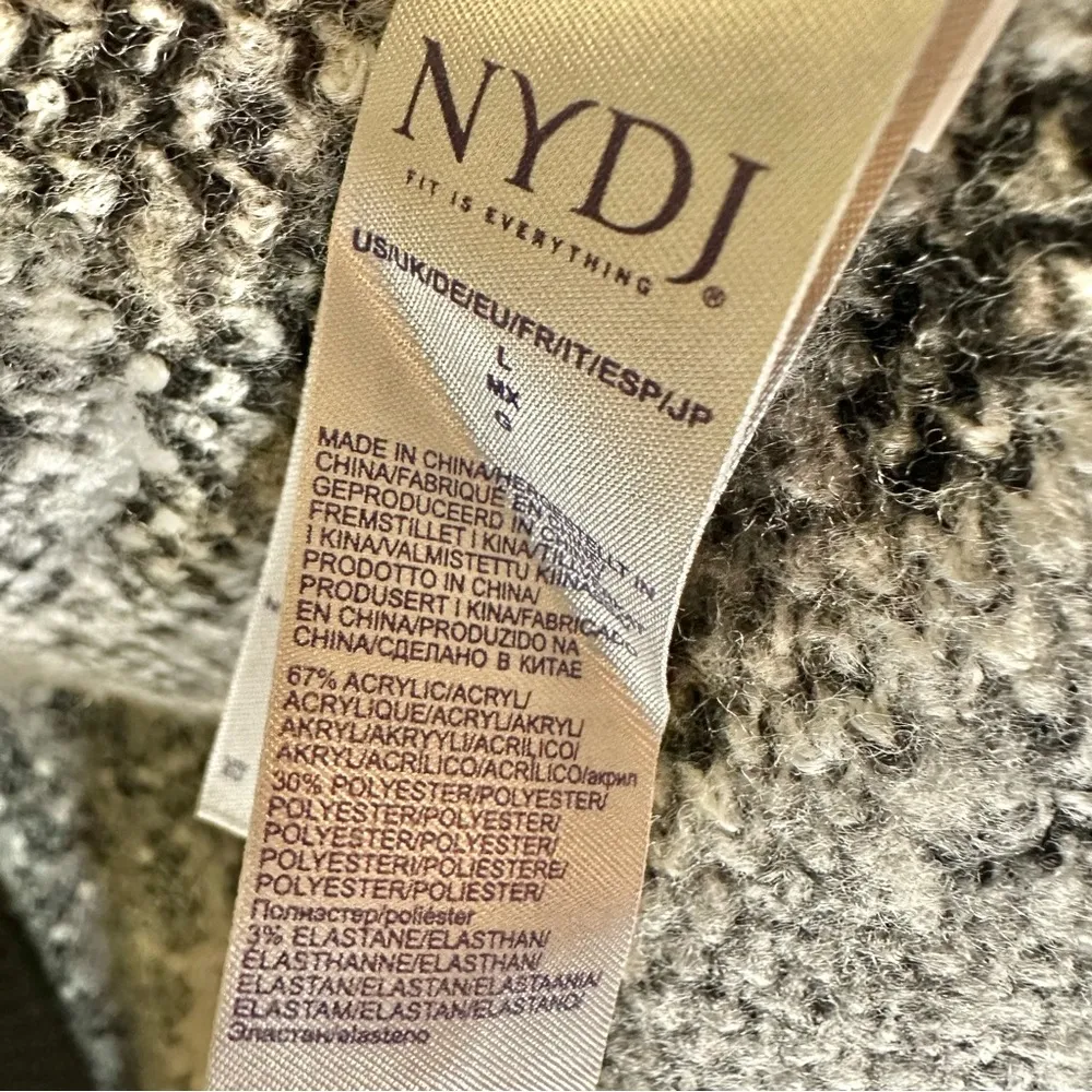 NWT NYDJ Jacquard Long Open Front Cardigan Heather Gray Black Animal Print - Image 10