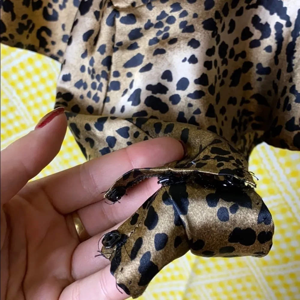 VINTAGE CHEETAH FRINGE LINGERIE PLAYSUIT ANIMAL PRINT Brown Size M - Image 2