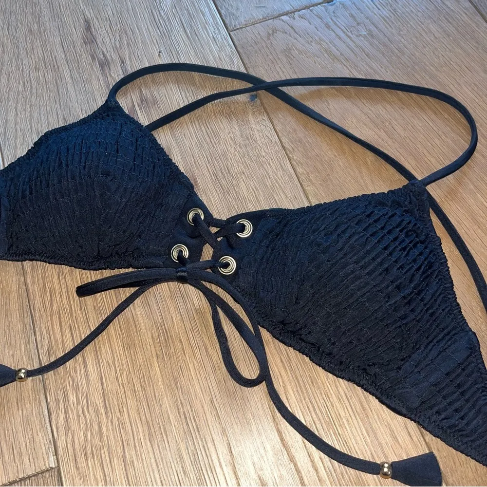 VS lace up Black Bikini Top tie back s - Image 2
