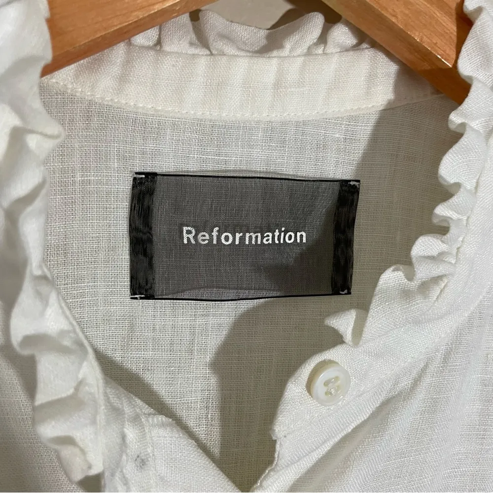 Reformation Linen Ruffle Shirt - Image 7