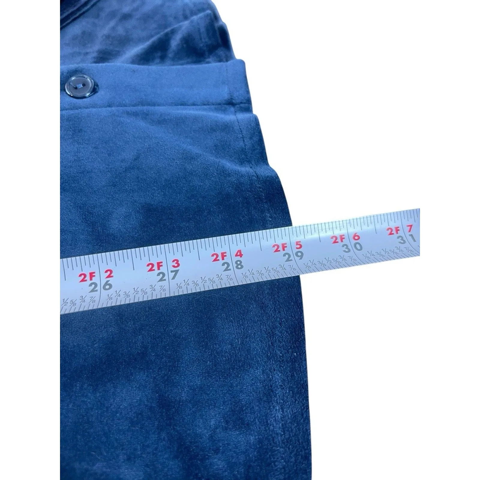 Hasting & Smith Women’s 1X Blue Velour Soft Plush Button Up Long Sleeve Top - Image 8