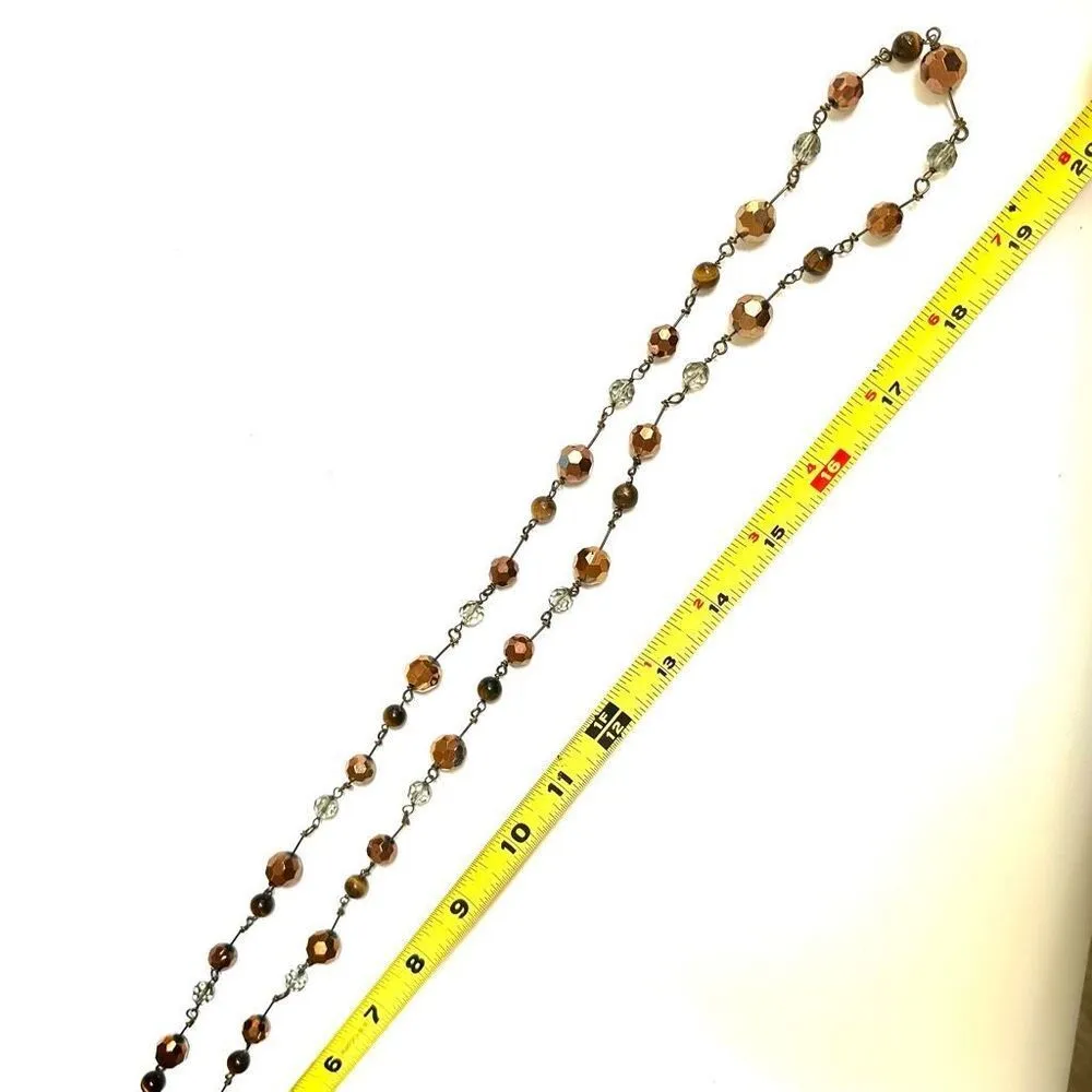 Cookie Lee brown beaded tiger eye long necklace - Image 6