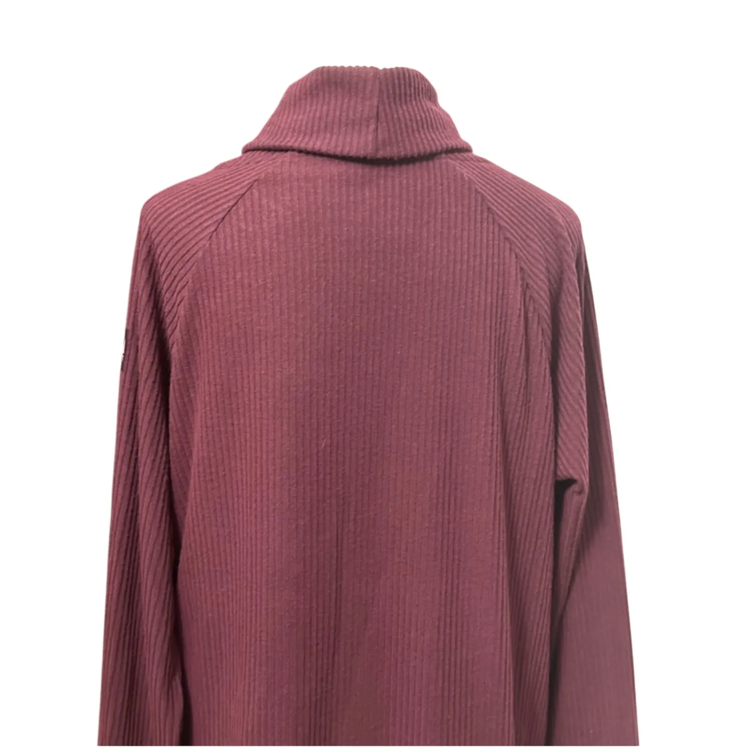 Andrew Marc Sport Turtle Neck Top Side Zipper Relaxed Fit Ribbed Burgundy L NWT - Image 7