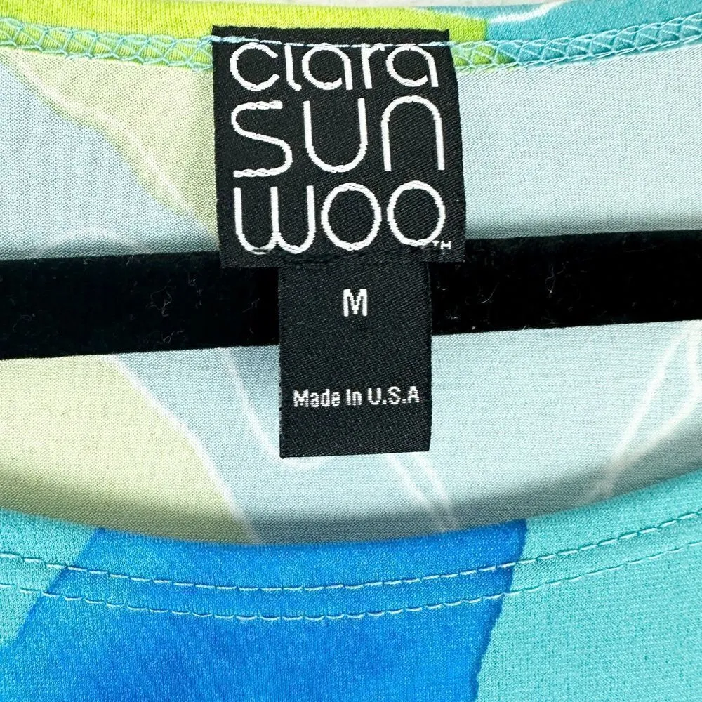 Clara Sunwoo Floral Sketch Slinky Top Watercolor Size Medium 3/4 Sleeve Blue - Image 6