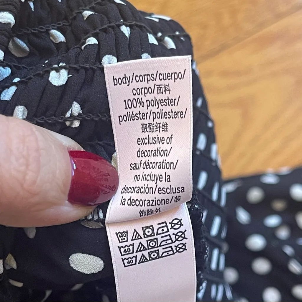 Victoria’s Secret Chiffon Black & White Polka Dot Harem Pants elastic waist Sz M - Image 14