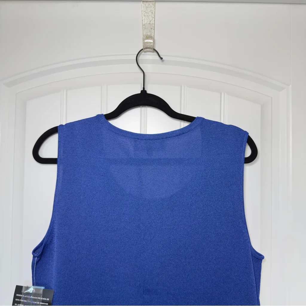 Jones New York Collection XL Cobalt Blue Sleeveless Crewneck Classic Top NWT - Image 4