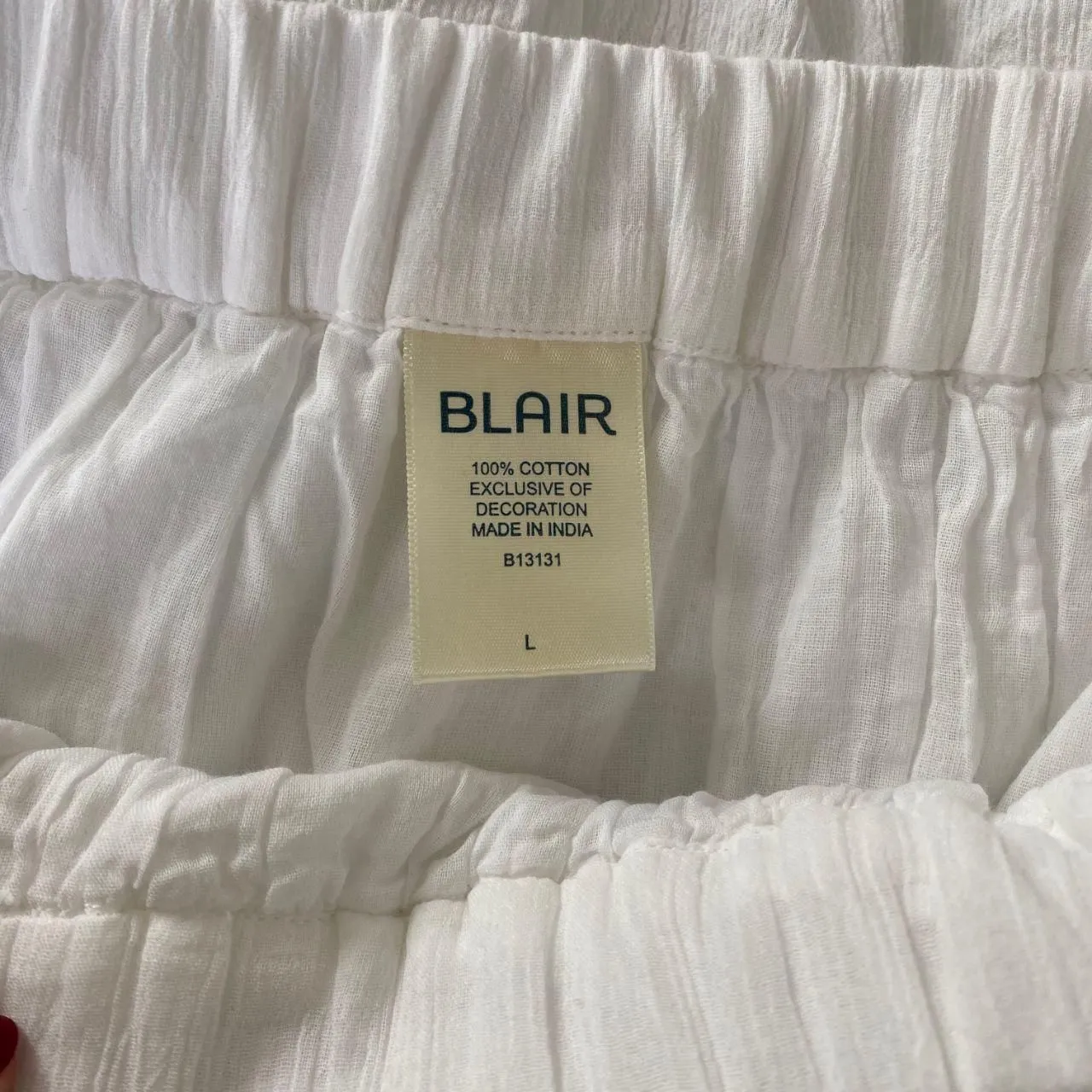 BLAIR 100% Cotton Boho Layered Tiered White Lace Trim Midi Maxi Skirt L - Image 5