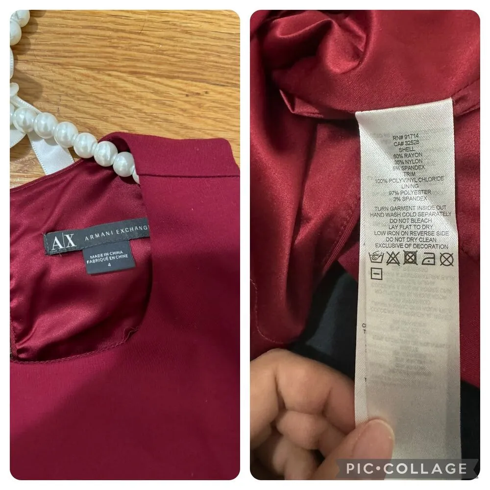 Armani exchange size 4 maroon or burgundy red peplum cocktail dress work - Image 5