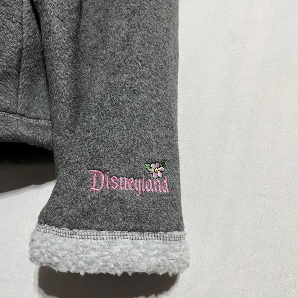 Disneyland Resort Fleece Jacket Women L Gray Rayon Pockets Mickey Mouse Full Zip - Image 4