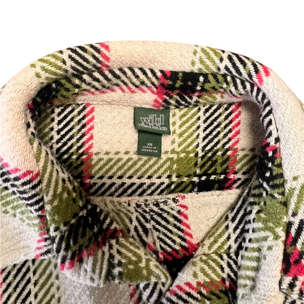 Wild Fable Pink Green Plaid Oversized Shacket Women’s Jacket Soft Button Front - Image 6