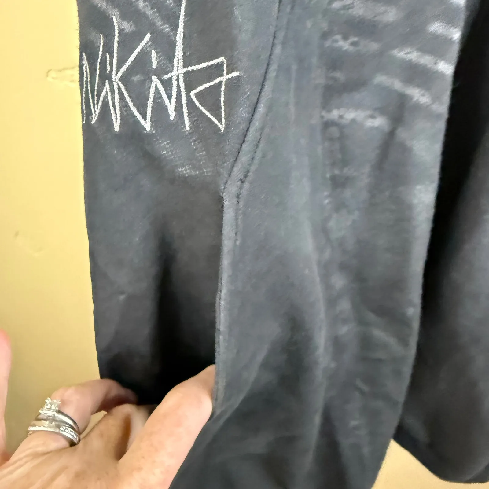 Nikita Womens Black Sleeveless‎ Zip Up Hoodie Vest Size S Graffiti Style Logo - Image 6