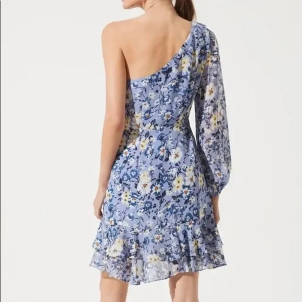 ASTR The Label Floral One Shoulder Ruffle Mini Dress Fairy Womens Size Small‎ - Image 3