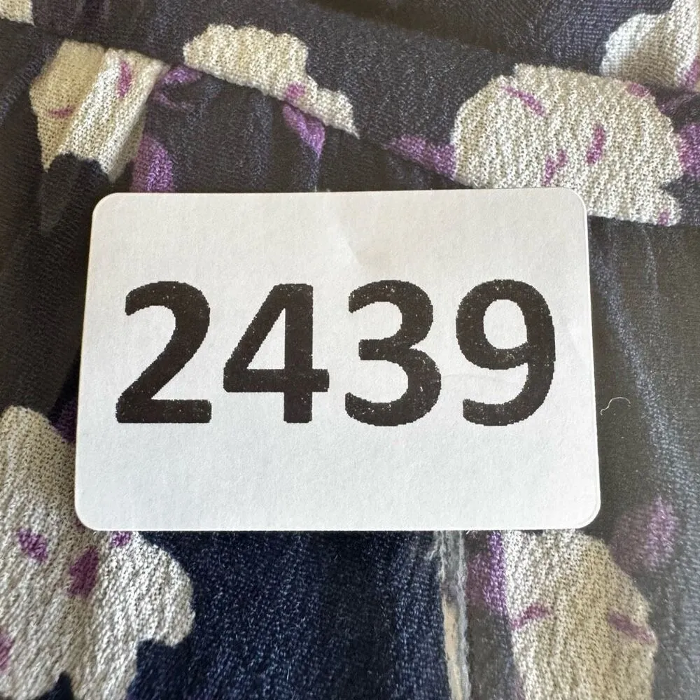 J Crew Dress Womens Purple Navy Scattered Peony Floral Tie Neck Tiered SZ M Size M - Image 14