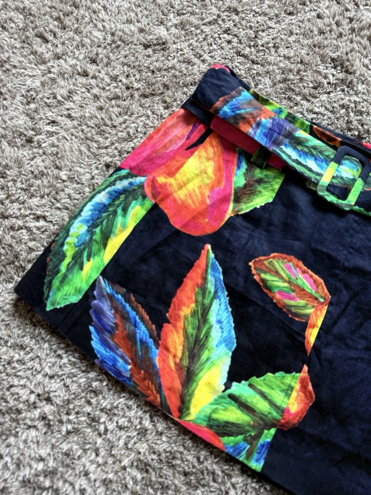 Farm Rio Mini Skirt Women's Linen Size Medium - Image 4