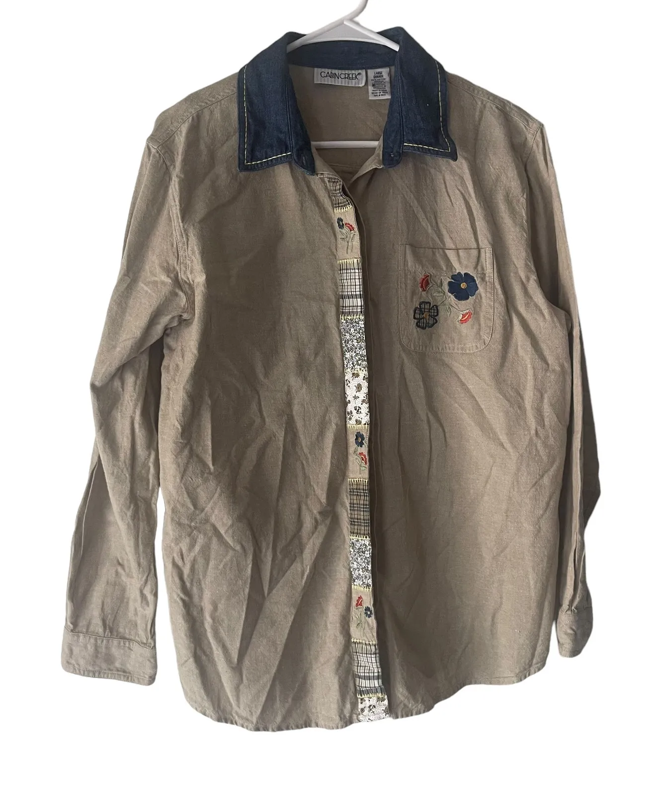 Cabin Creek Vintage 90s Women's Size Large Embroidered Floral Button Up - Image 1