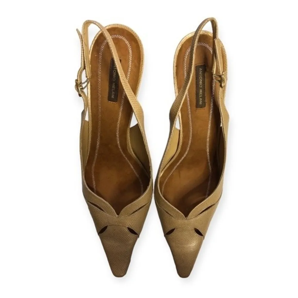 Antonio Melani Leather Slingback Pointed Toe Heels - Image 3