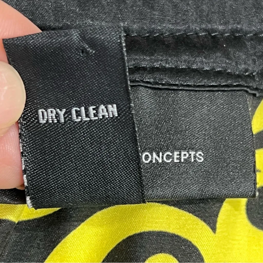 INC size 6 Womens Black Yellow 100% Silk Floral Print Blouse Sequins Kimono top - Image 10