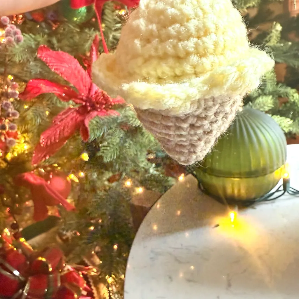 Handmade Crochet Ice Cream Cone Keychain - Image 5
