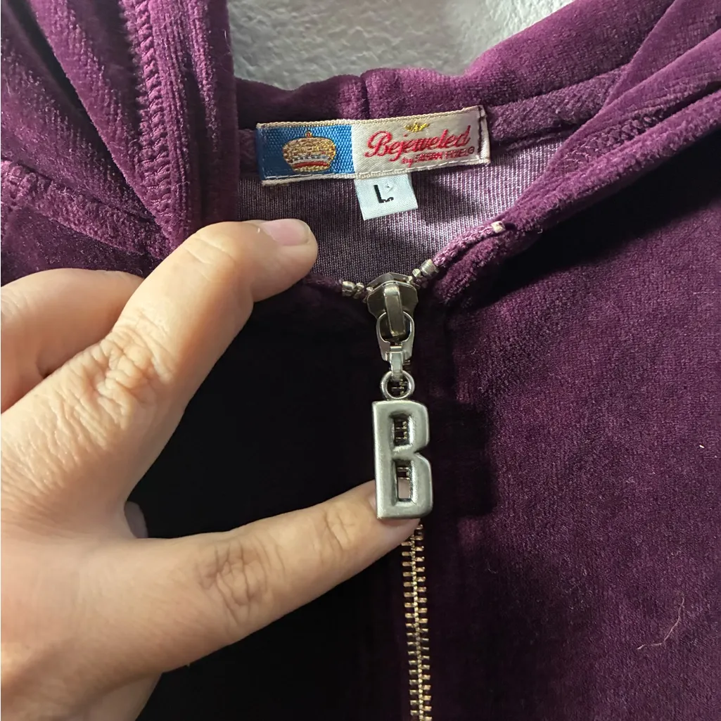 Bejeweled By Susan Fixel Y2K Purple Velour Zip - Image 6