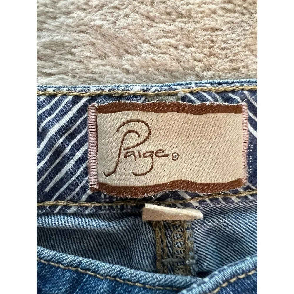 Paige Women's Blue Canyon Flare Jean Shorts Size 28 Standard Summer Casual - Image 2
