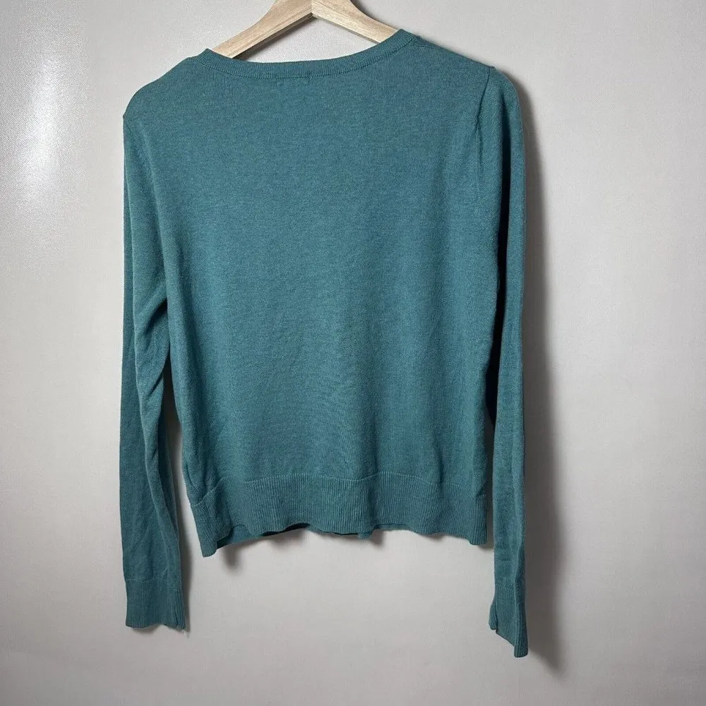 Eddie Bauer Womens Cardigan Sweater Cashmere Blend Crew Neck Pockets Medium - Image 2