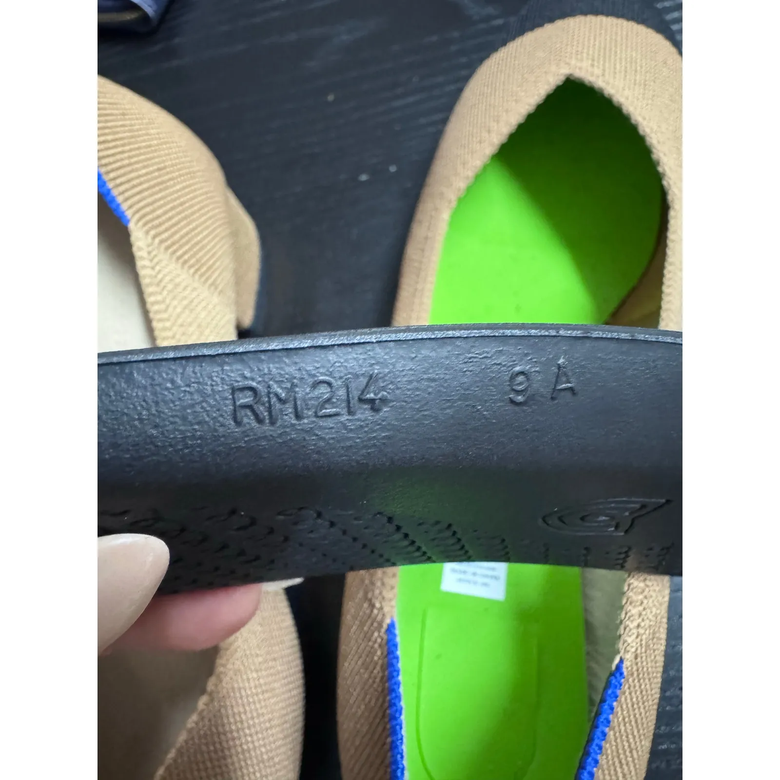 Rothy’s The Point Flats Tan Black Cap Toe Women’s Size 9 Woven Knit Shoes - Image 8