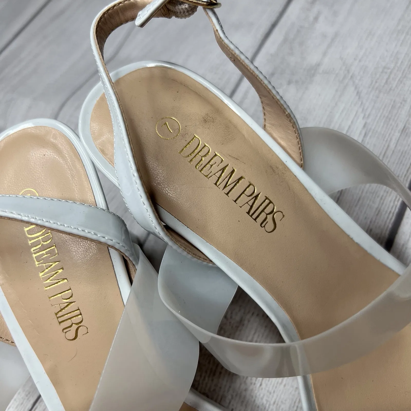 Dream Paris Heels White Slingback Open Toe Strappy Dress Sandals Shoes Size 7 - Image 5